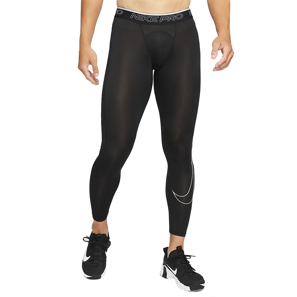 Nike 緊身褲3/4 Tights Pants 男款Dri-FIT 內搭輕量彈性七分褲黑白