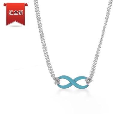 二手品 Tiffany&Co. 藍色琺瑯無限符號925純銀雙鍊項鍊