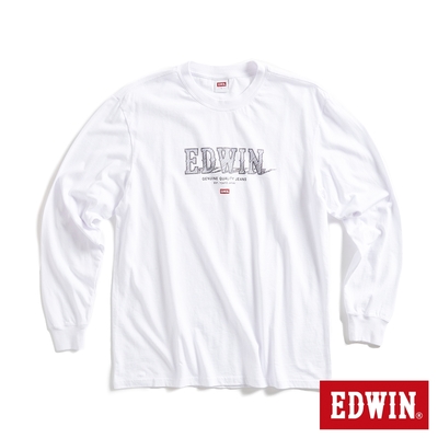 EDWIN 網路獨家 精緻素描LOGO長袖T恤-男-白色