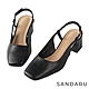 山打努SANDARU-跟鞋 美型方頭後拉中跟鞋-黑 product thumbnail 1