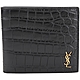 YSL Saint Laurent TINY MONOGRAM 金字鱷魚紋牛皮對折短夾(黑色) product thumbnail 1