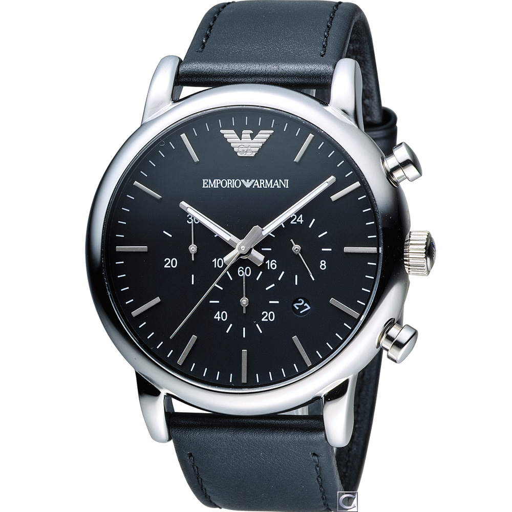 Emporio Armani  Classic 簡約風計時腕錶(AR1828)黑/46mm