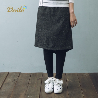 【Dailo】蝴蝶結造型假兩件式褲裙(二色)