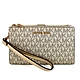 MICHAEL KORS Jet Set Travel 金字Logo防潑水滿版MK雙層拉鍊手提長夾(裸金色) product thumbnail 1