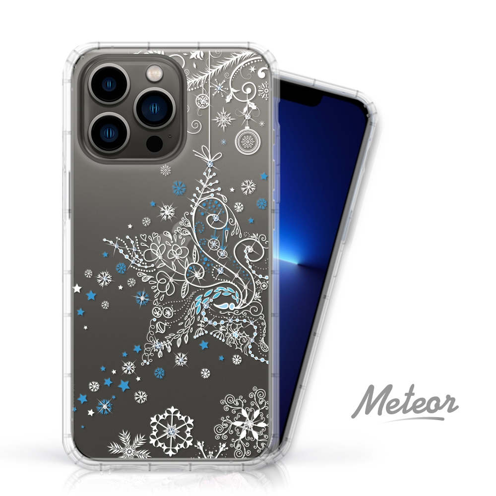 Meteor iPhone 13 Pro Max 6.7吋 奧地利水鑽彩繪防摔殼 - 雪花之星(多鑽版)