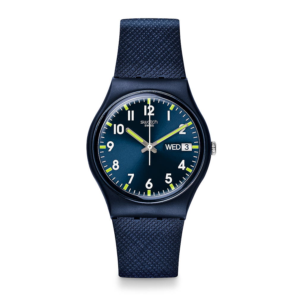 Swatch 原創系列 SIR BLUE 奢華藍絨手錶-34mm