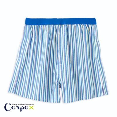 CorpoX 男款冰鎮棉持續涼感平口褲-桃藍綠條紋