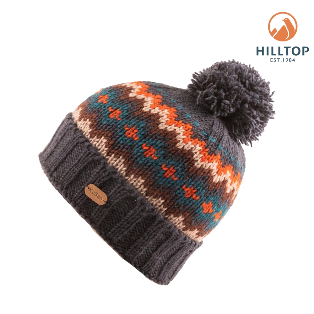 【Hilltop 山頂鳥】KuSan 素色針織毛球保暖羊毛帽 深灰｜PH41XXZ6KUE0