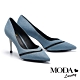 高跟鞋 MODA Luxury 輕熟時尚異材質拼接尖頭高跟鞋－藍 product thumbnail 1