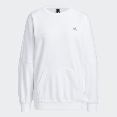 ADIDAS WORD SWEATSHIRT女訓練圓領套頭衫-白-HM2809