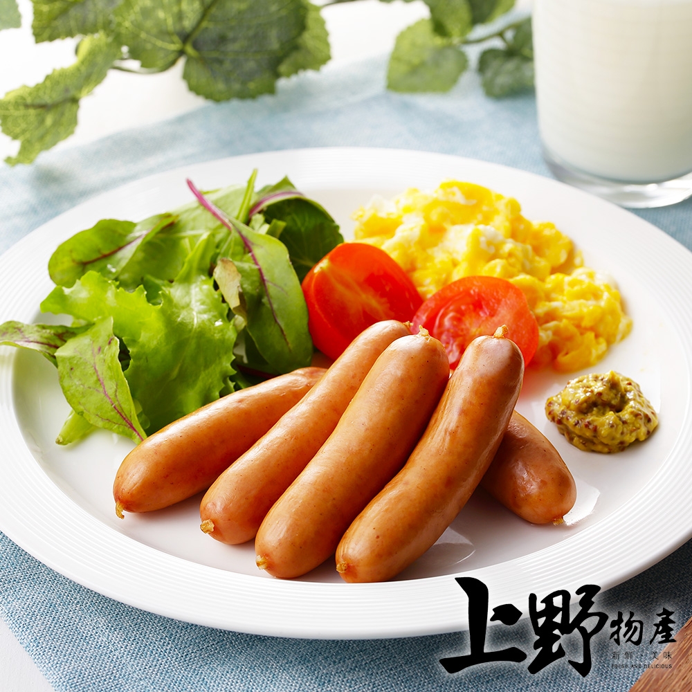 (任選)【上野物產】台灣豬 經典早餐小熱狗 (950g±10%/約50條/包) x1包 (1包共50條) 冷凍食品