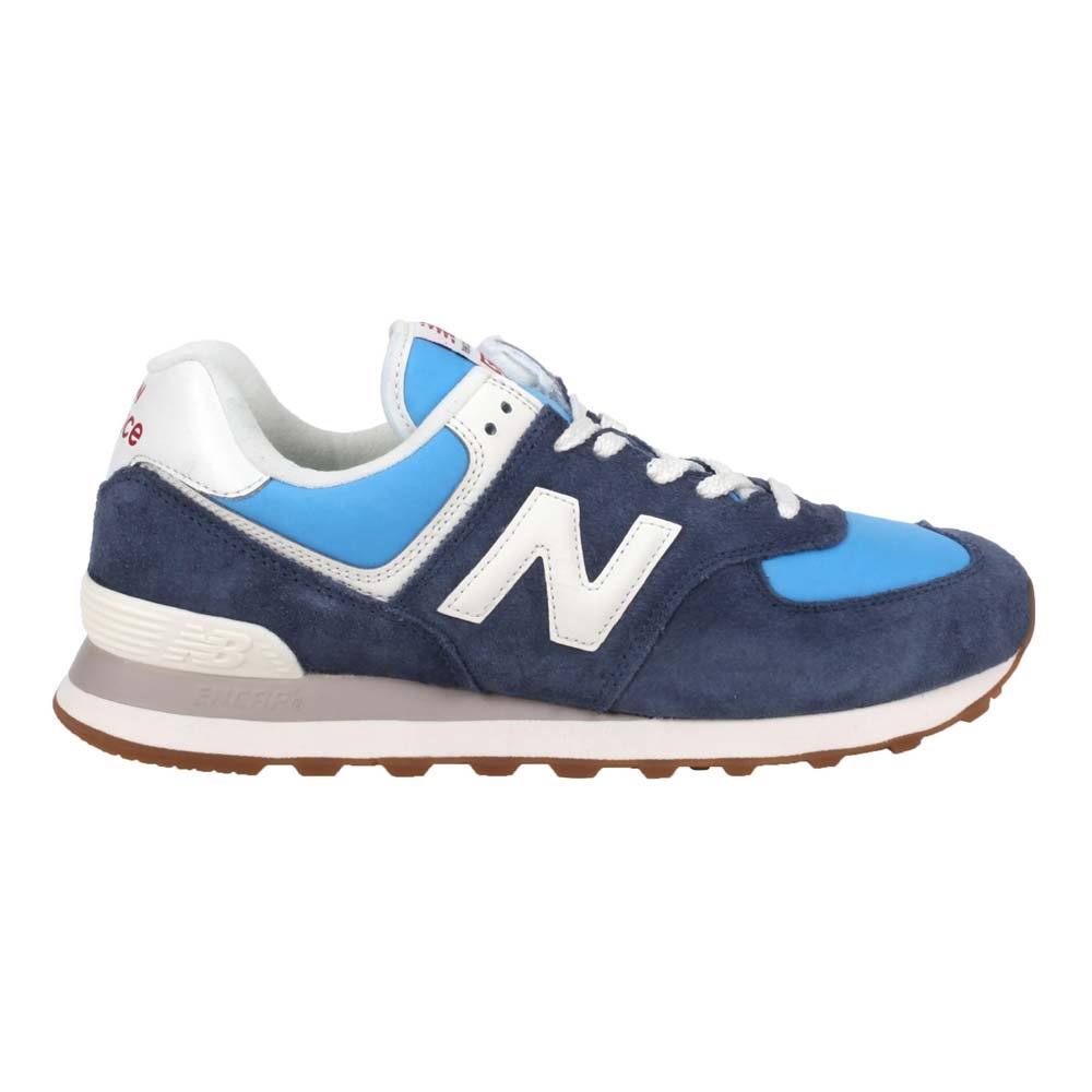 NEWBALANCE 男復古慢跑鞋-574系列 麂皮 NB N字鞋 U574RA2 靛藍寶藍白