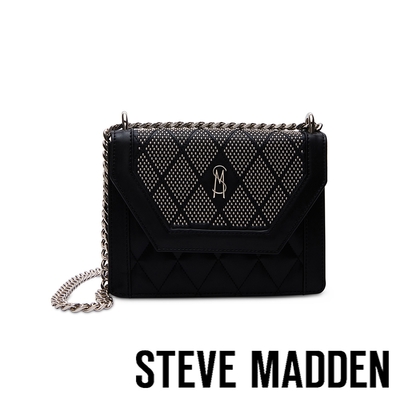 STEVE MADDEN-BRIO-S 鑽面菱格紋信封斜背包-黑色