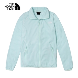 【The North Face 官方旗艦】北面女款淺藍色舒適保暖立領抓絨外套｜5JTWLV5