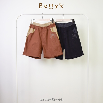 betty’s專櫃款　刺繡拼接鬆緊短褲 (卡其)