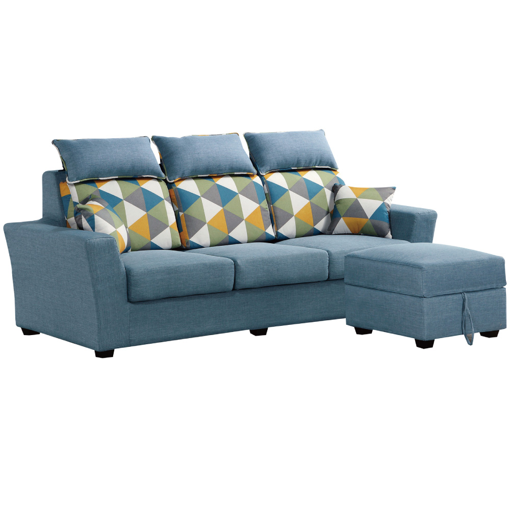 文創集 沙里多L型獨立筒沙發(三人座＋椅凳＋二色)-215x136x103cm免組