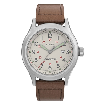 TIMEX 天美時 遠征系列 經典手錶-米x棕色/41mm