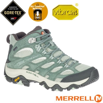 【MERRELL】女 MOAB 3 MID GORE-TEX 多功能防水透氣登山健行鞋_ML036304 薄何綠