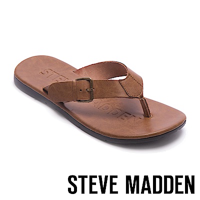 STEVE MADDEN-SECURED扣帶式男士夏季夾腳涼拖鞋-棕色