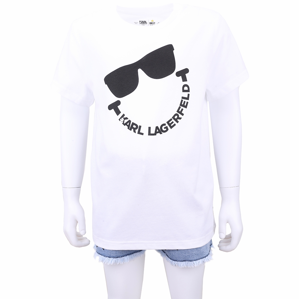 KARL LAGERFELD x Smileyworld 童裝 卡爾 墨鏡笑臉聯名白色棉質TEE T恤
