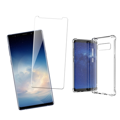 三星 Note8 曲面透明全膠9H鋼化膜手機保護貼 買保護貼送手機保護殼Note8