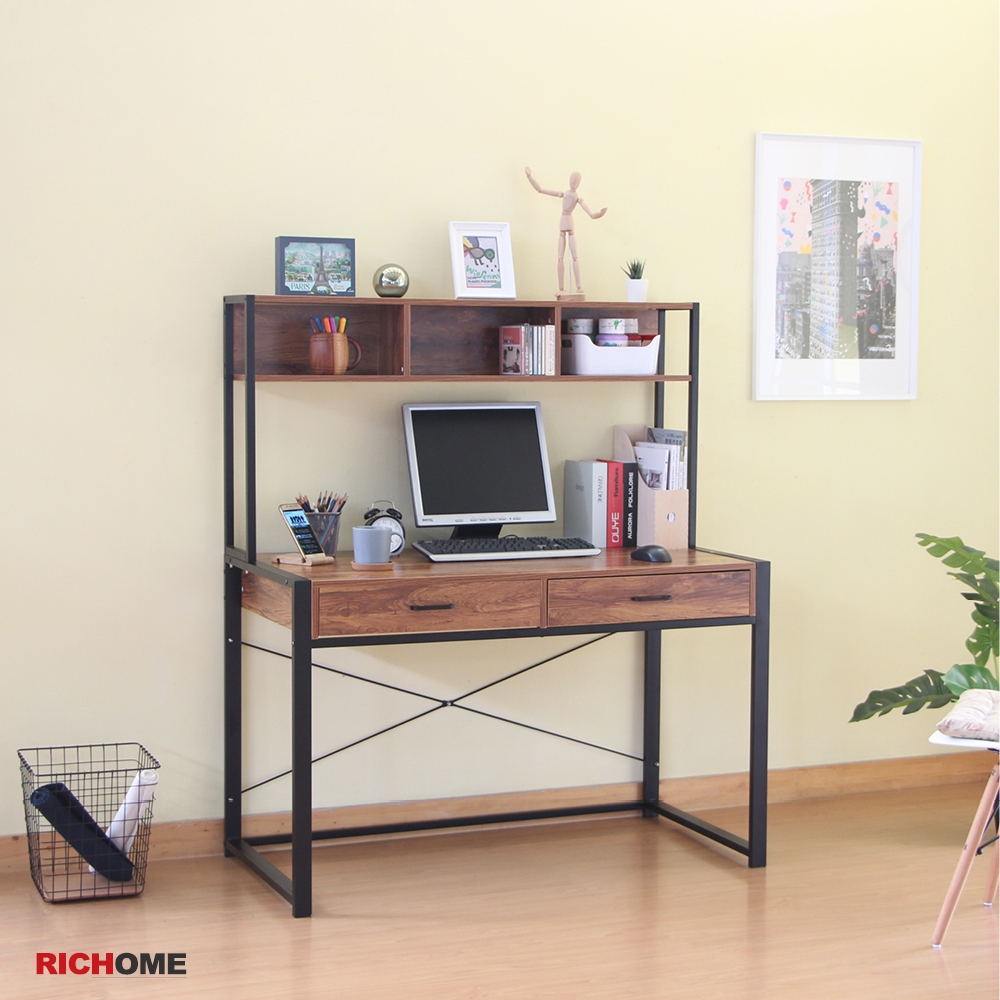 RICHOME 威廉雙抽大書桌W121 × D60 × H138 cm