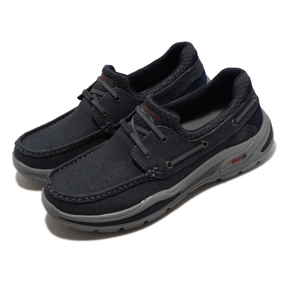 Skechers 休閒鞋 Arch Fit Motley-Oven 男鞋 深藍 灰 記憶鞋墊 緩震 健走 帆布 204180NVY