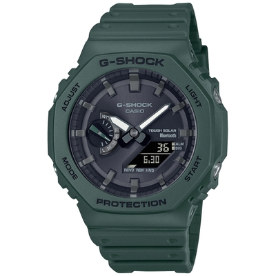 CASIO 卡西歐 G-SHOCK 農家橡樹 太陽能x藍牙連線 雙顯腕錶 母親節 禮物 45.4mm / GA-B2100-3A