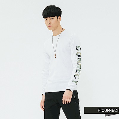 H:CONNECT 韓國品牌 男裝-單袖印花上衣-白