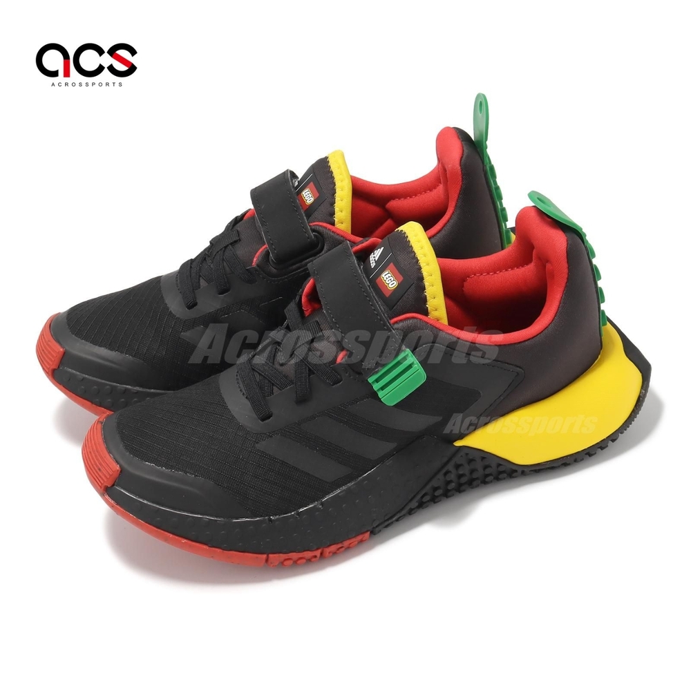 adidas x LEGO 慢跑鞋 LEGO Sport DNA EL K 中童 黑 紅 小朋友 聯名 魔鬼氈 HQ1311