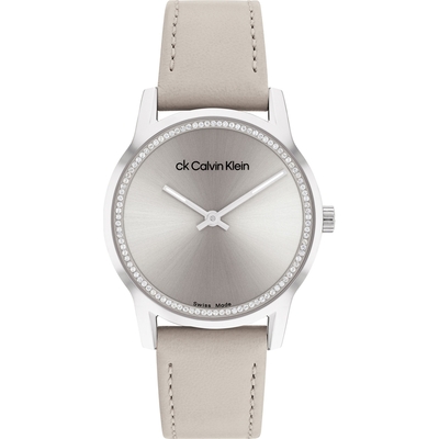 Calvin Klein CK 瑞士製晶鑽皮帶女錶 送禮推薦-32mm 25000023