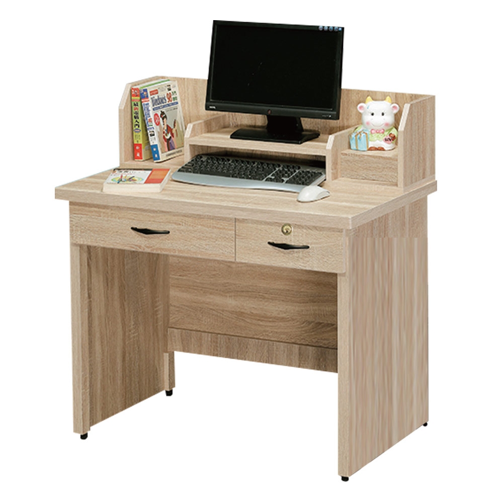 文創集 莉蒂 現代3.2尺二抽書桌/電腦桌組合(三色可選)-97x58.5x104cm免組