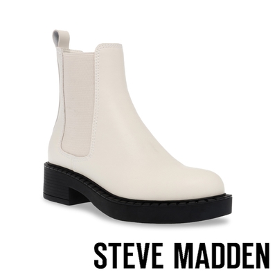 STEVE MADDEN-ARCHED 平底切爾西厚底靴-米白色