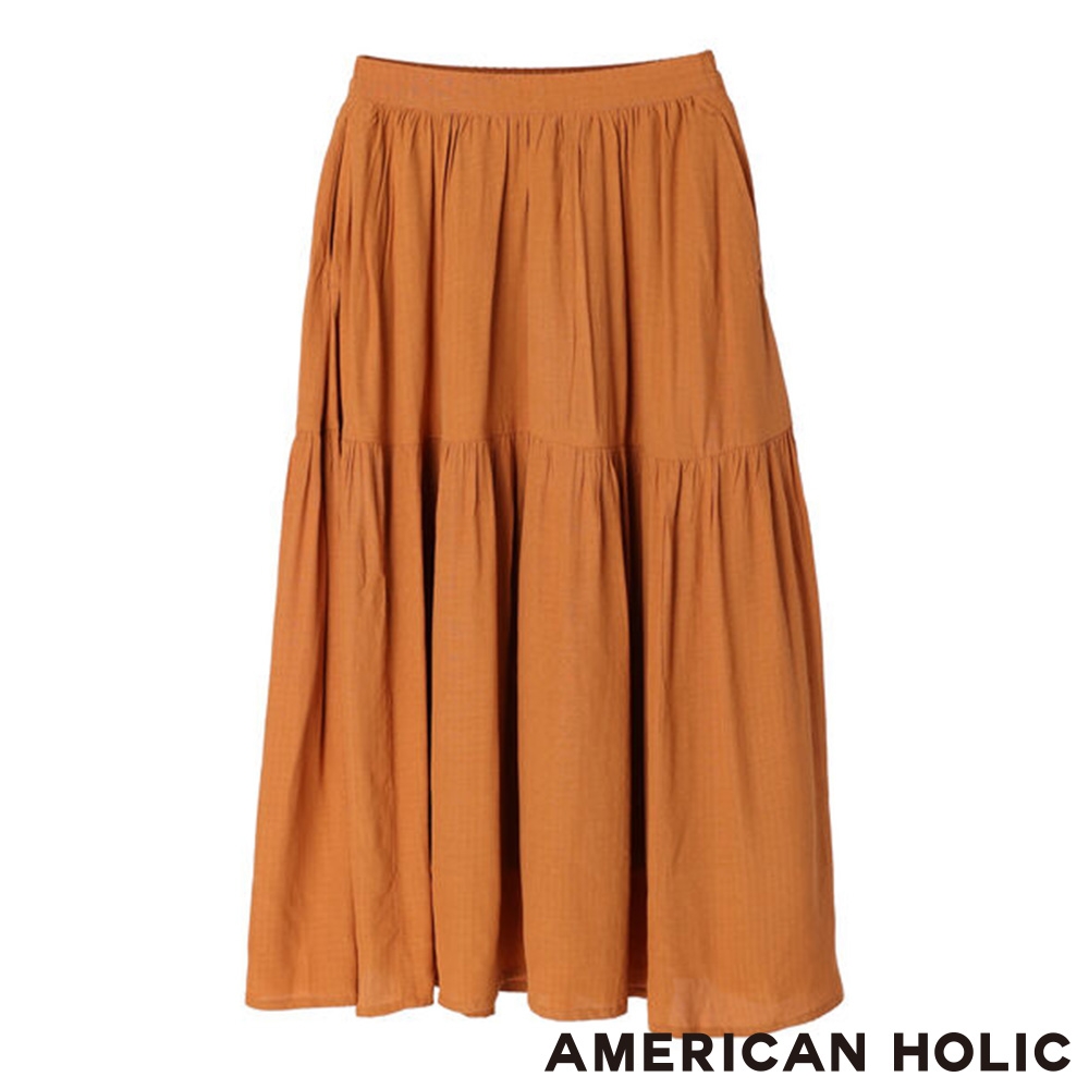 AMERICAN HOLIC  柔軟絲質分層褶皺長裙