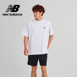 [New Balance]SDS親膚圓領LOGO短袖上衣_男性_白色_AMT