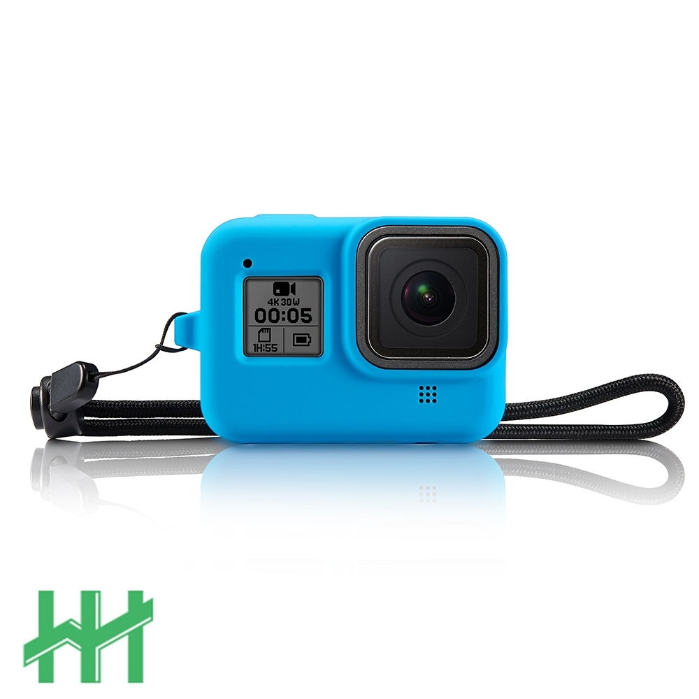 【HH】GoPro HERO 8 BLACK 矽膠護套+繫繩 (晴空藍)