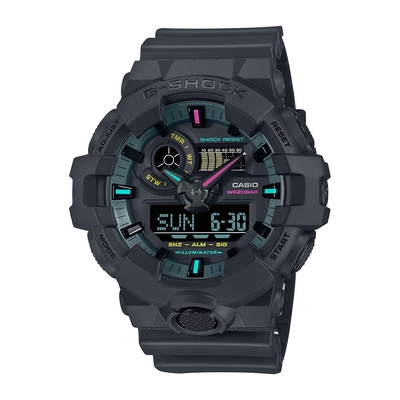 CASIO卡西歐 G-SHOCK 電競時尚 搶眼螢光 大錶徑 雙顯系列 GA-700MF-1A_53.4mm