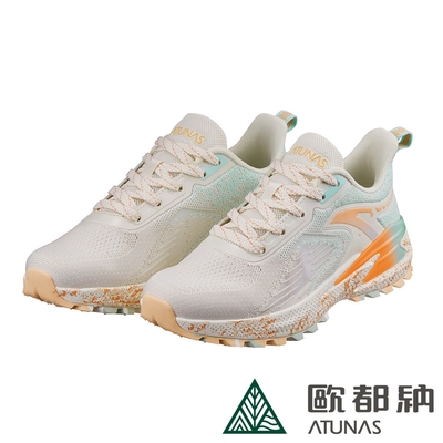 【ATUNAS 歐都納】女款輕量透氣跑鞋A8GCEE19W白/柑/外休閒運動鞋