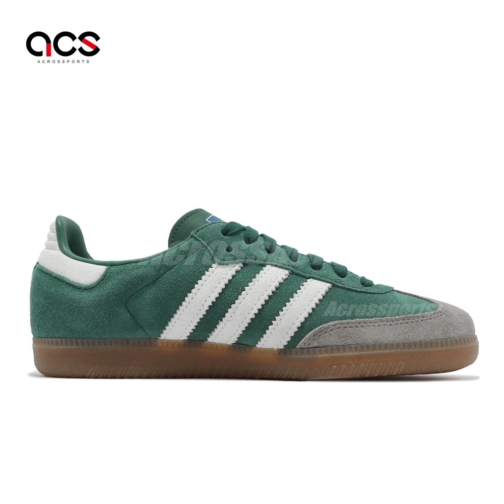 adidas 休閒鞋Samba OG 綠灰白男鞋女鞋焦糖底麂皮德訓鞋三葉草愛迪達