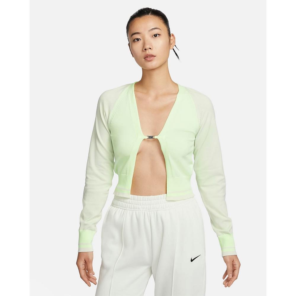 NIKE AS W NSW LS KNIT CARDIGAN 女長袖針織上衣-淺綠-FN2145701