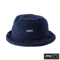 JEEP 經典LOGO素面羔羊毛漁夫帽-深藍色