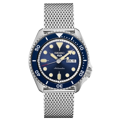SEIKO 精工 5 sport藍色錶盤不銹鋼機械腕錶/42.5mm-SRPD71