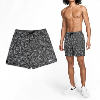 Nike 短褲 Swim Sneakers Volley Shorts 男款 黑 白 7吋 速乾 寬鬆 海灘褲 NESSE522-001