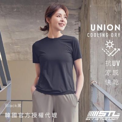 STL yoga 韓國瑜伽 女 運動機能 短袖 上衣 T恤／抗UV 防曬 涼感／Union Cooling Dry／Black黑色