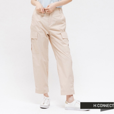 H:CONNECT 韓國品牌 女裝 -純色大口袋設計縮口褲 - 卡其