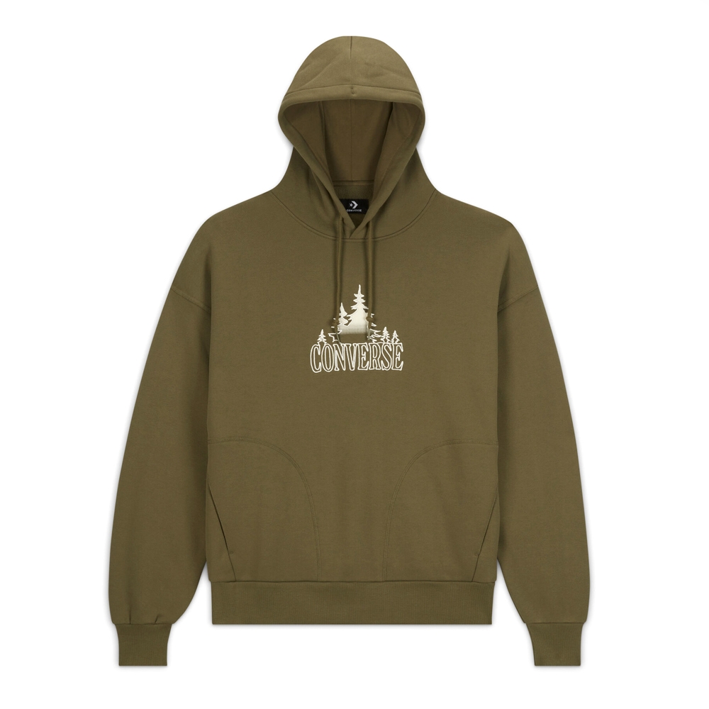CONVERSE COUNTER CLIMATE GRAPHIC HOODIE 連帽上衣 帽T 女 綠色 10025035-A02