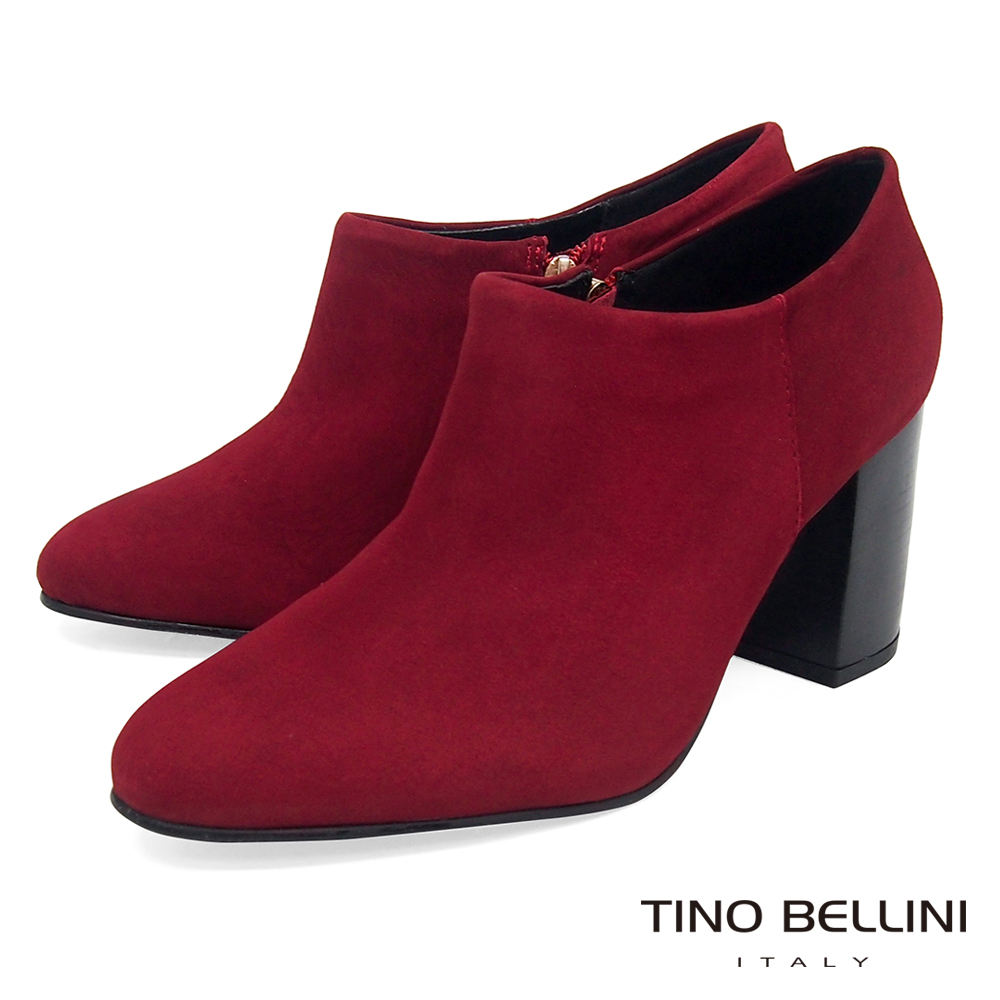Tino Bellini 巴西進口純色極簡線條高跟踝靴 _ 紅