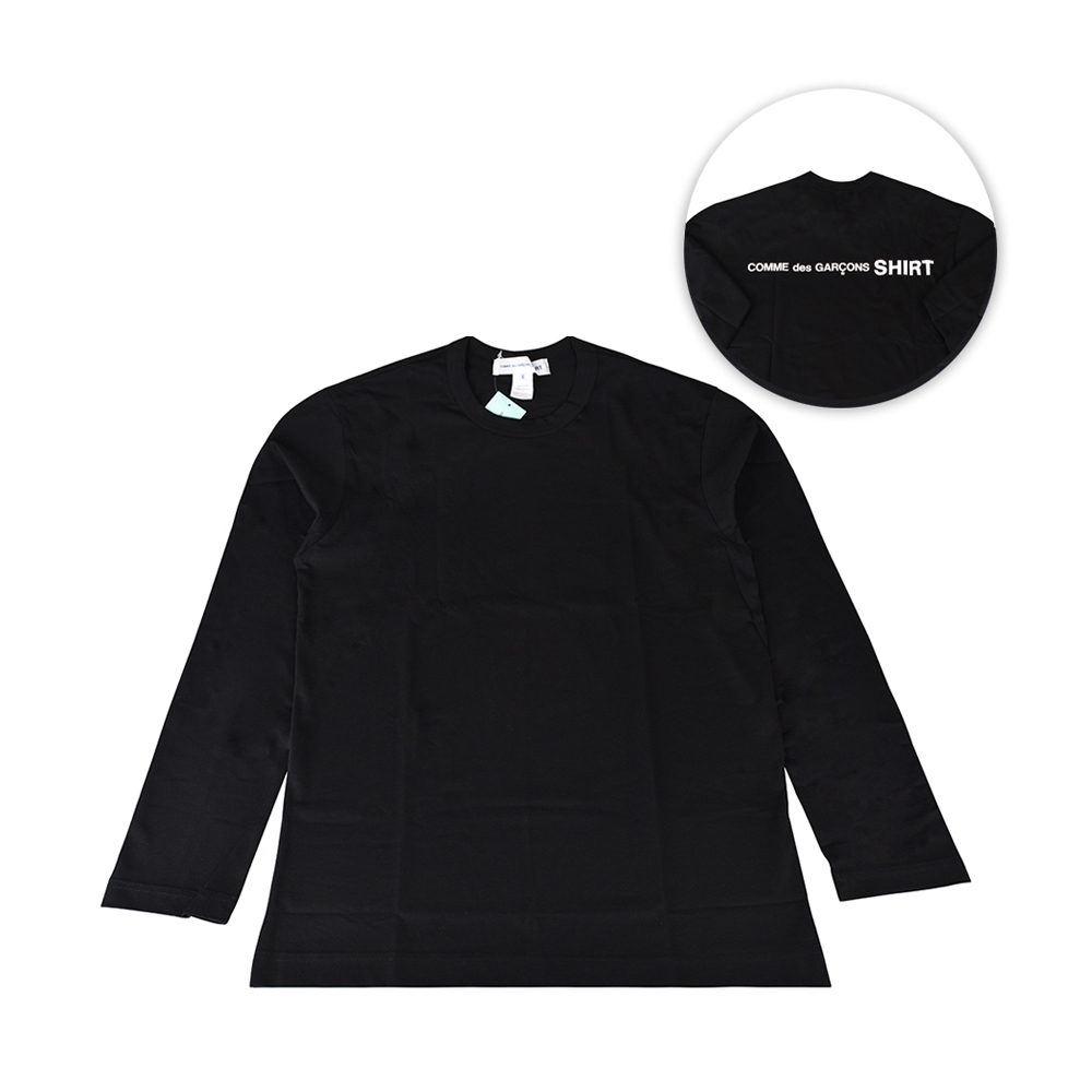 COMME DES GARCONS白字印花LOGO造型純棉長袖T恤(S/M/L/XL/黑) | 精品