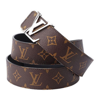 LV M9821T Initiales 40經典Monogram花紋銀釦雙面腰帶皮帶(黑)