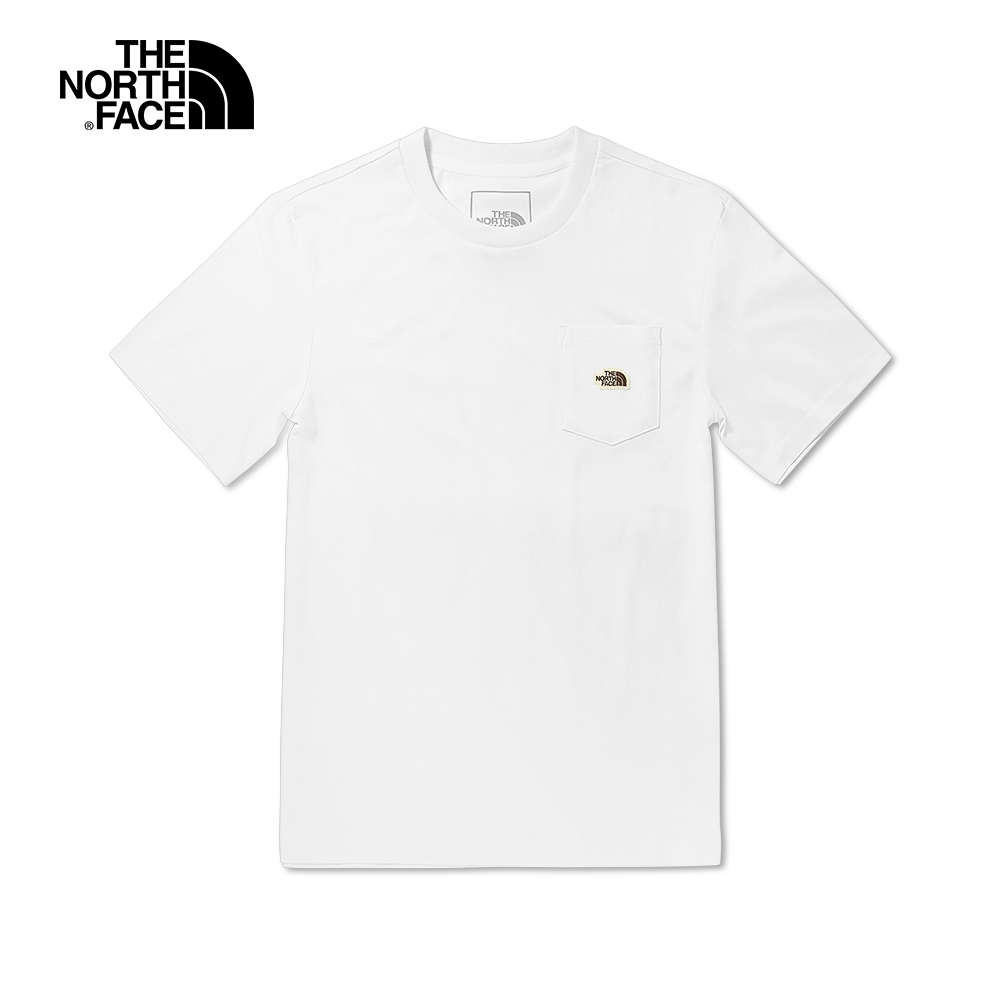 The North Face北面男女款白色胸前口袋短袖T恤｜4U93FN4